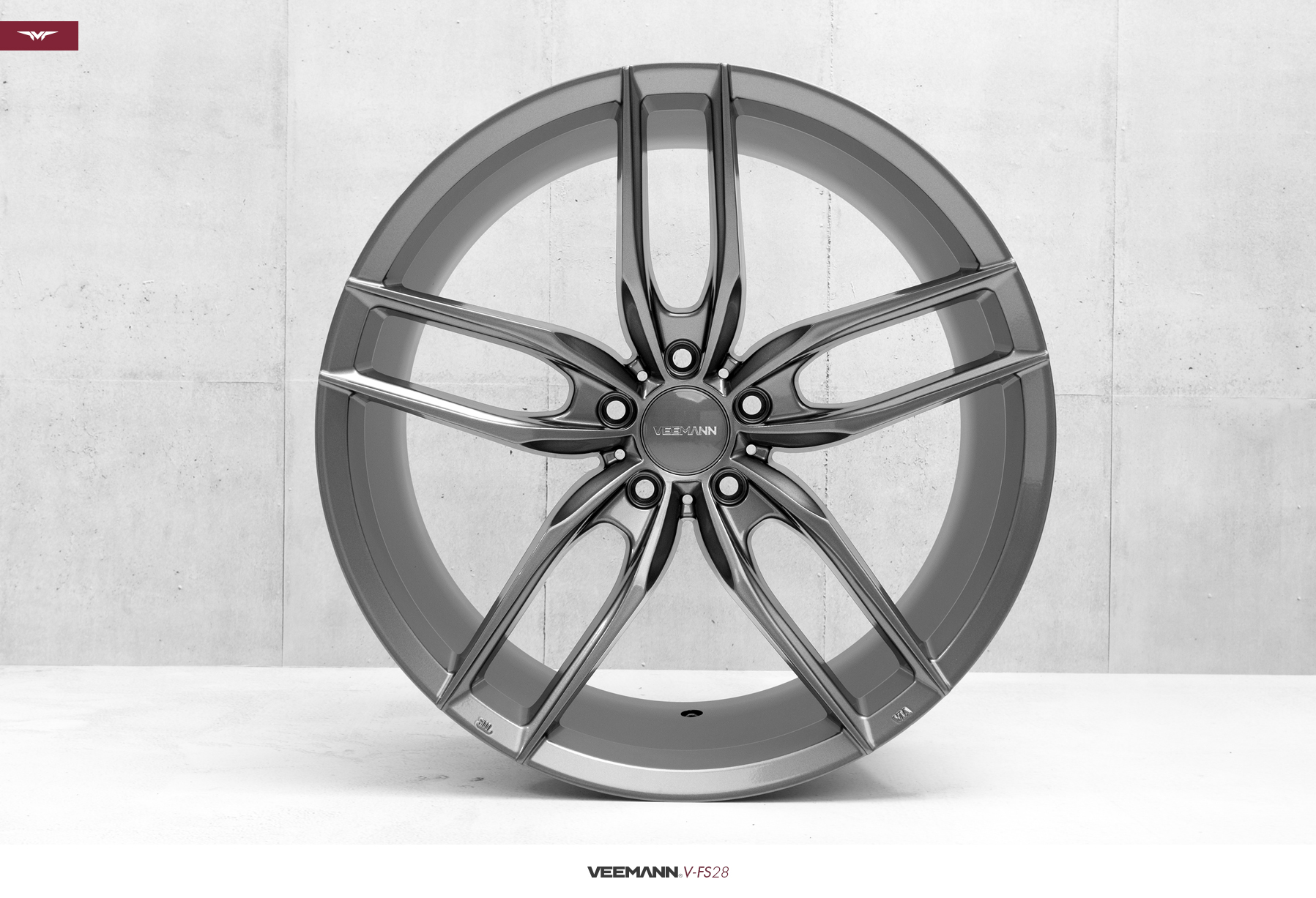 NEW 19  VEEMANN V FS28 ALLOY WHEELS IN GLOSS GRAPHITE WITH DEEPER CONCAVE 9 5  REARS et42 40